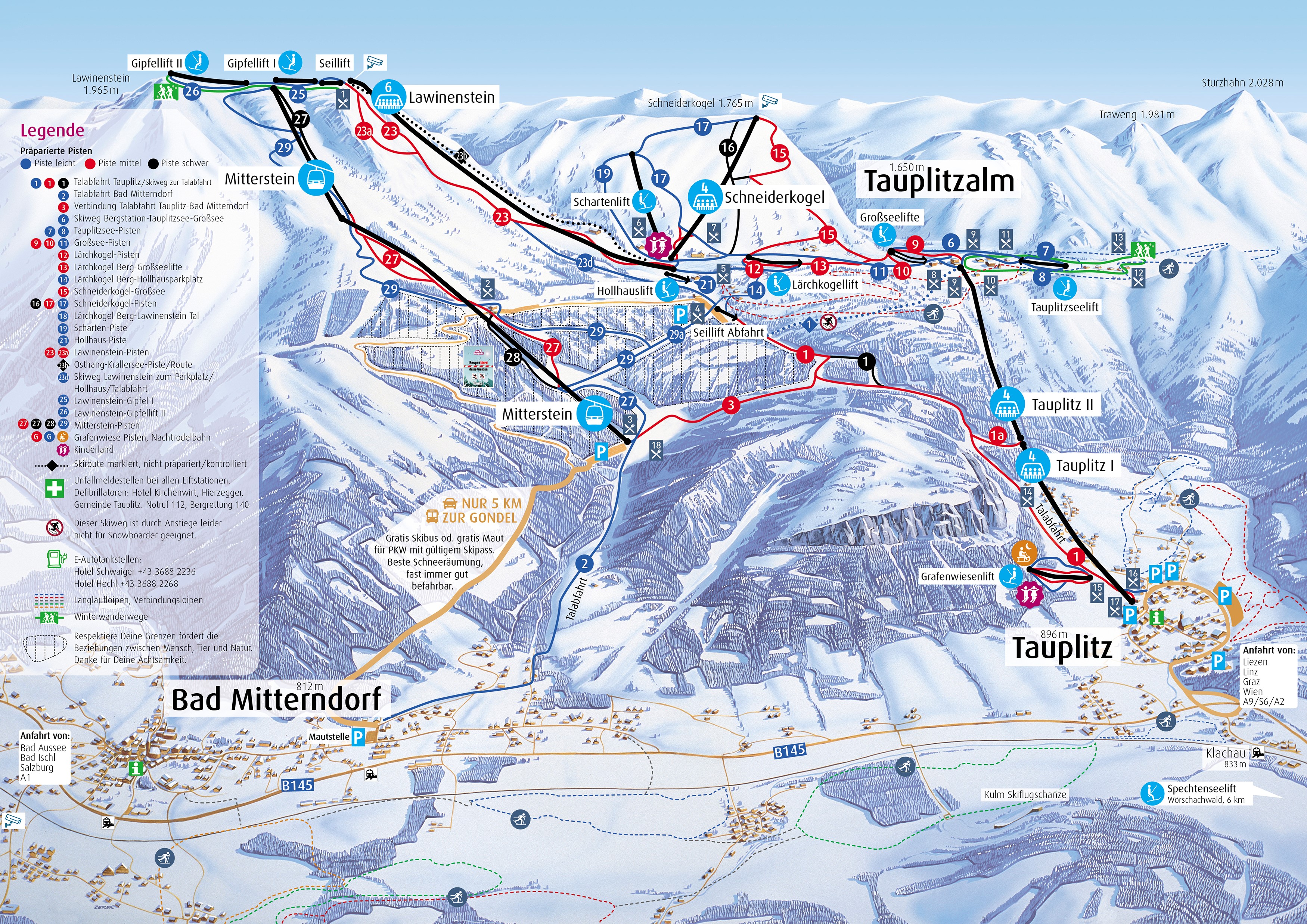 Pistenplan vom Skigebiet Tauplitz – Bad Mitterndorf