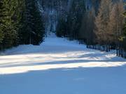 Leichte Abfahrt am Kegellift
