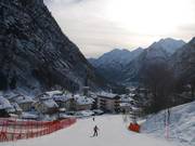 Kurz vor dem Ende der mit 8 km längsten Abfahrt in Alagna
