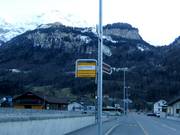 Skibushaltestelle an der Talstation in Meiringen