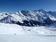 Blick vom Corne de Sorebois über das Skigebiet Zinal