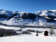 Blick von Mottolino auf Livigno und Carosello 3000/Sitas
