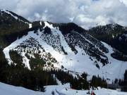 Blick auf die schweren Pisten am Mount Strachan