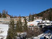Blick auf die Unterkünfte in Obereggen an der Talstation