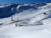 Abgegrenztes Anfängergelände an der Bergstation der Gondelbahn