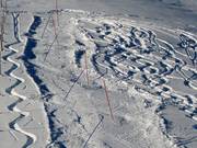 Auf der rechten Seite ist ein Slalom gesteckt