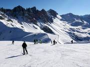 Start der leichten Olympia Abfahrt Damen