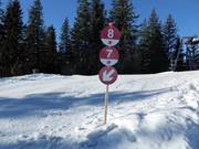 Pistenbeschilderung im Skigebiet Grasgehren