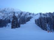 Mittelschwere Talabfahrt am Rastkopf