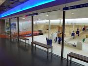 Blick vom 1. Stock auf die Pisten