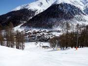 Blick auf die Unterkünfte in Samnaun Dorf