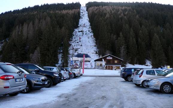 Valdidentro: Anfahrt in Skigebiete und Parken an Skigebieten – Anfahrt, Parken Cima Piazzi/San Colombano – Isolaccia/Oga