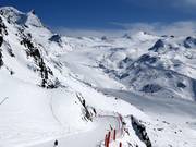 Piste Fluhalp mit Blick auf den Findelgletscher
