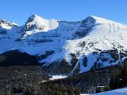 Blick auf die extremen Abfahrten Delirium Dive