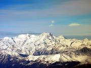Monterosa Gruppe mit Skigebiet in der Bildmitte