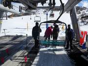 Hilfestellung bei der Einstieg in die Sesselbahn