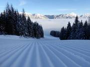 Die Talabfahrten sind optimal präpariert