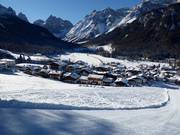 Blick auf die Unterkünfte in Sexten/Moos