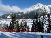Blick auf die Unterkünfte in Reschen
