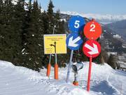 Pistenausschilderung im Skigebiet