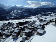Blick auf Disentis/Mustér an der Talabfahrt