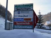 Ausschilderung zum Skilift in Wiesensteig