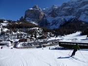 Blick auf die Unterkünfte am Plan de Gralba