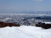Blick auf Furano mit Bars und Kneipen