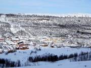 Blick auf die Unterkünfte in Hamrafjället