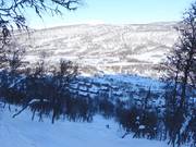 Blick auf die Unterkünfte Osthangsbyn