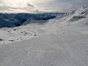 Blick vom Rätschenjoch über das Skigebiet Madrisa