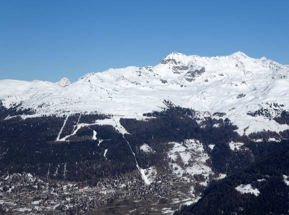 Blick auf das Skigebiet Saint Luc/Chandolin