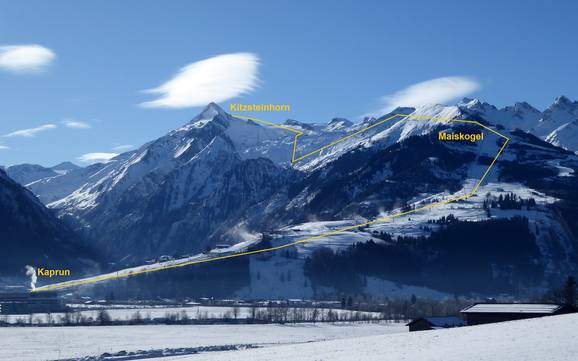 Kapruner Tal: Größe der Skigebiete – Größe Kitzsteinhorn/Maiskogel – Kaprun