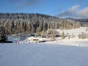 Blick zur Talstation und den Parkplätzen