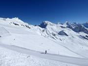 Blick über die Freeridehänge im Skigebiet Lauchernalp