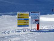Pistenausschilderung mit Pistenplan im Skigebiet