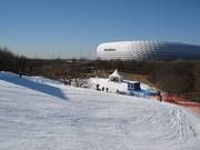 Blick auf die Allianz Arena vom Fröttmaninger Berg