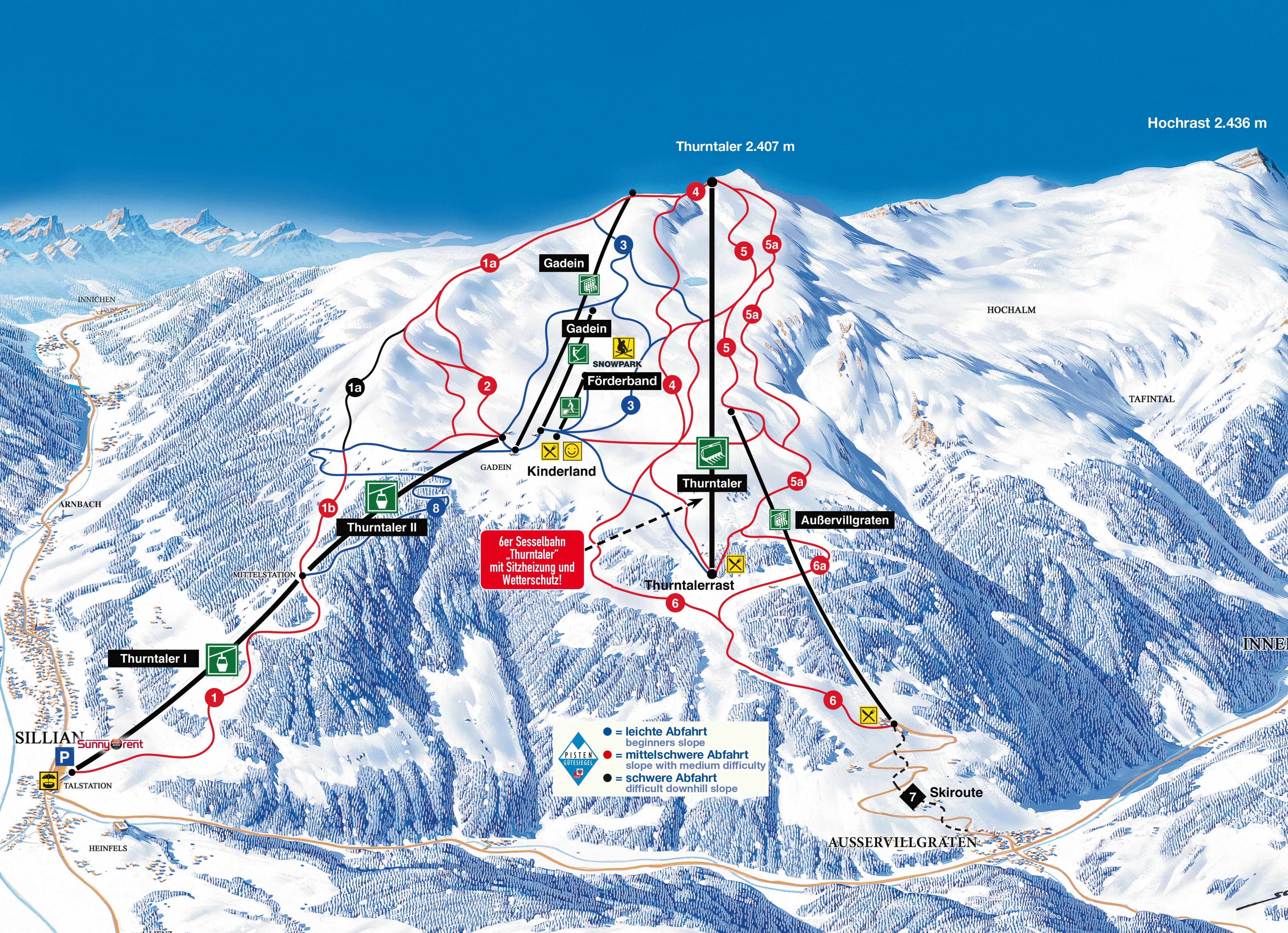 Pistenplan vom Skigebiet Sillian – Thurntaler (Hochpustertal)