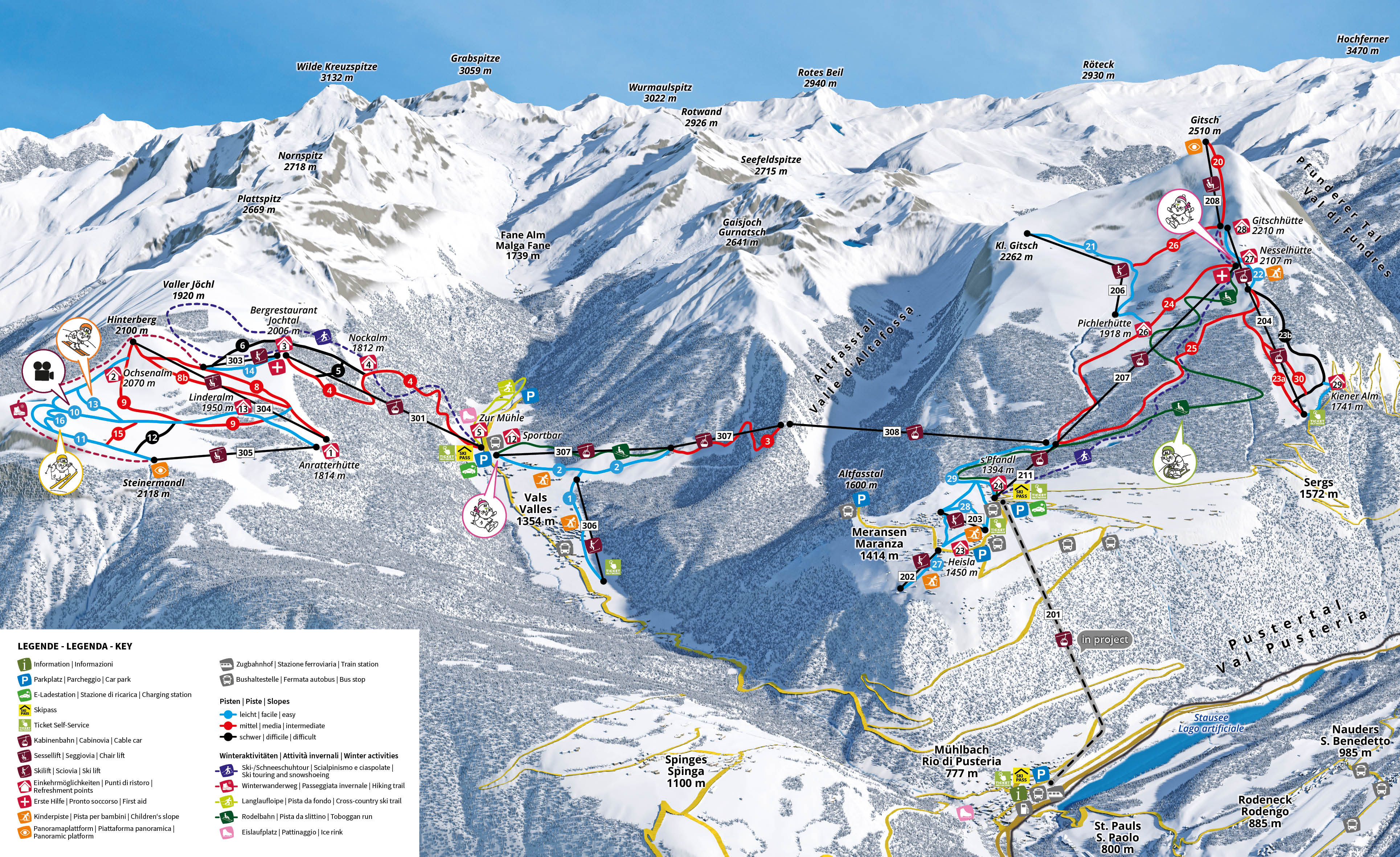 Pistenplan vom Skigebiet Gitschberg Jochtal
