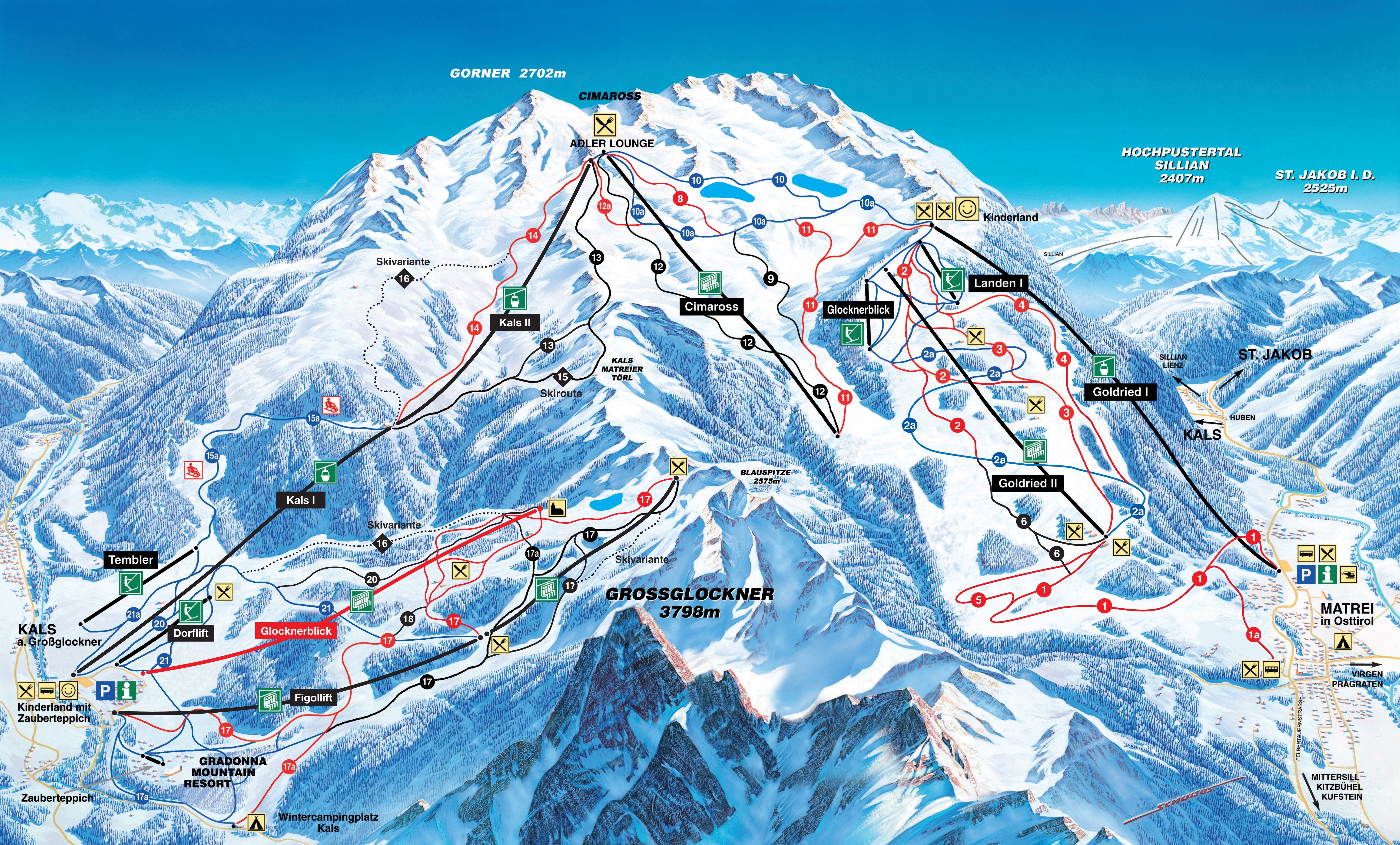 Pistenplan vom Skigebiet Großglockner Resort Kals-Matrei