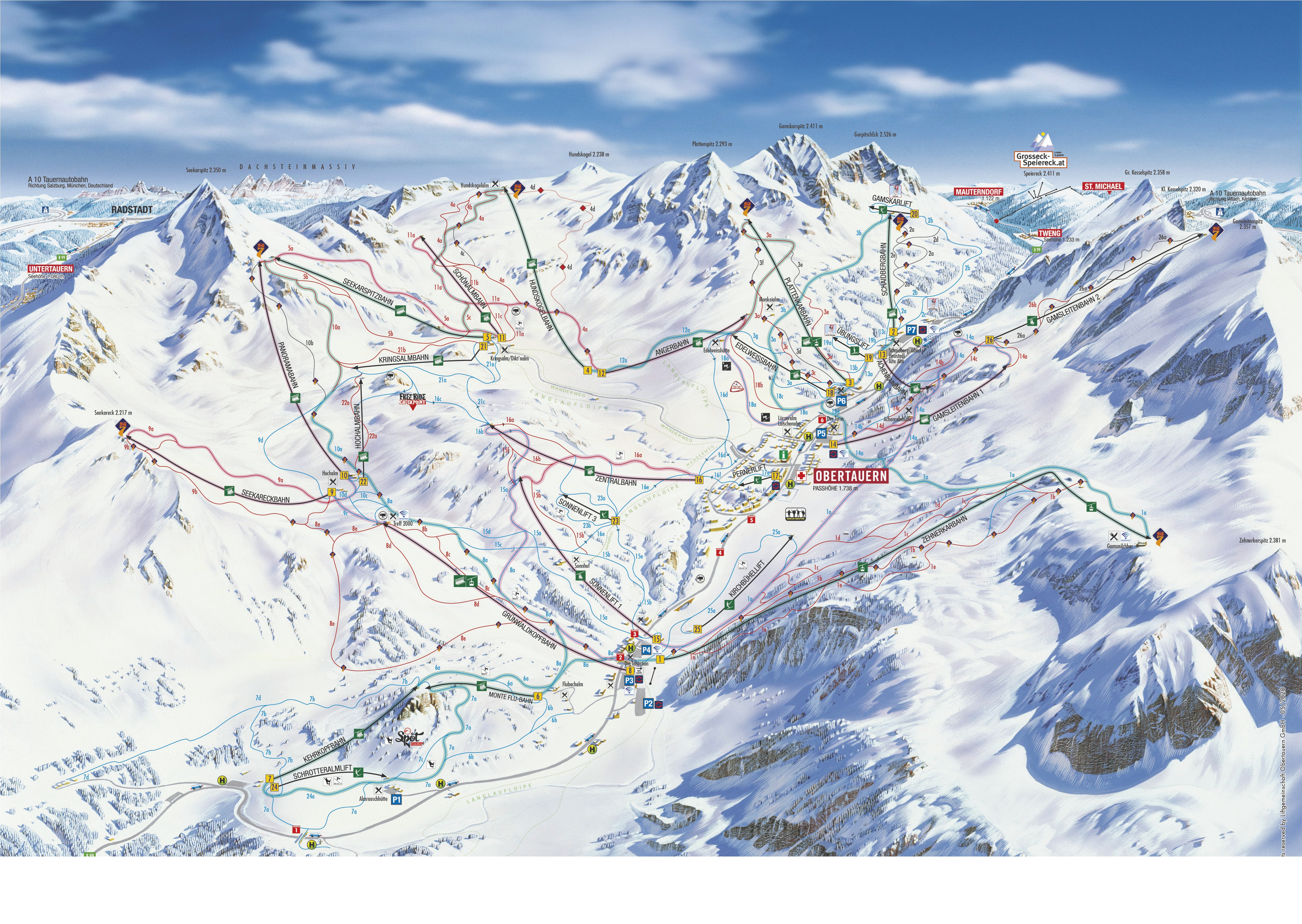 Pistenplan vom Skigebiet Obertauern