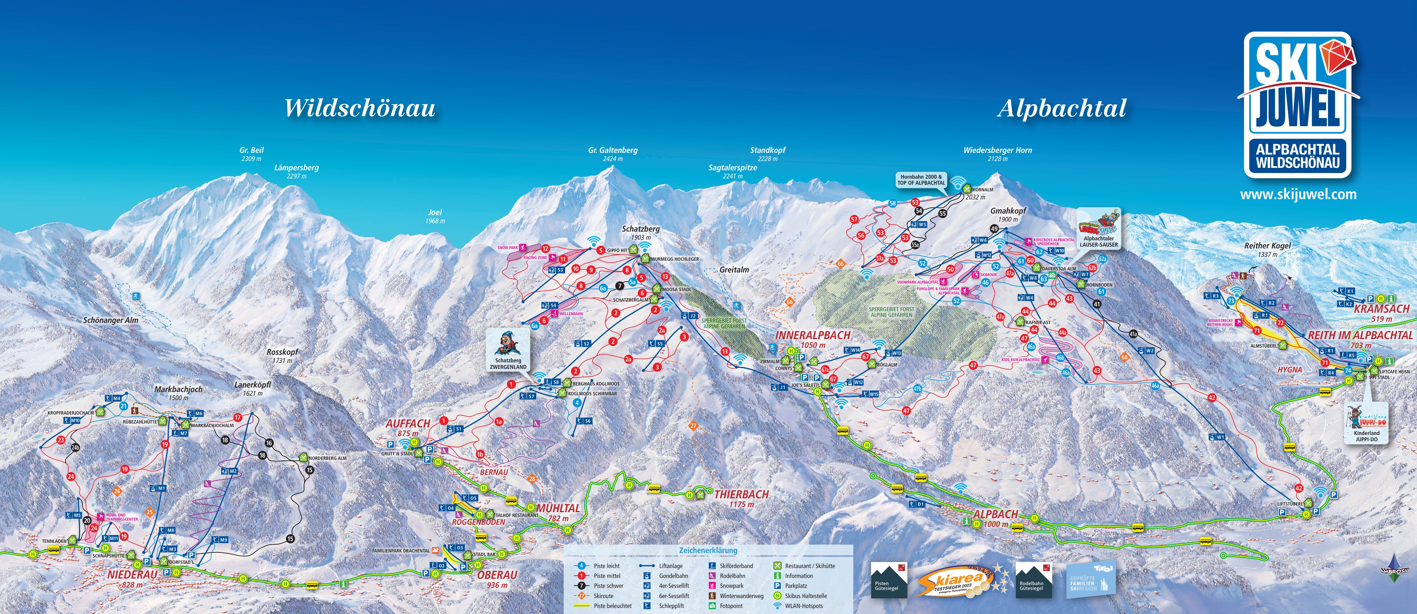 Pistenplan vom Skigebiet Ski Juwel Alpbachtal Wildschönau