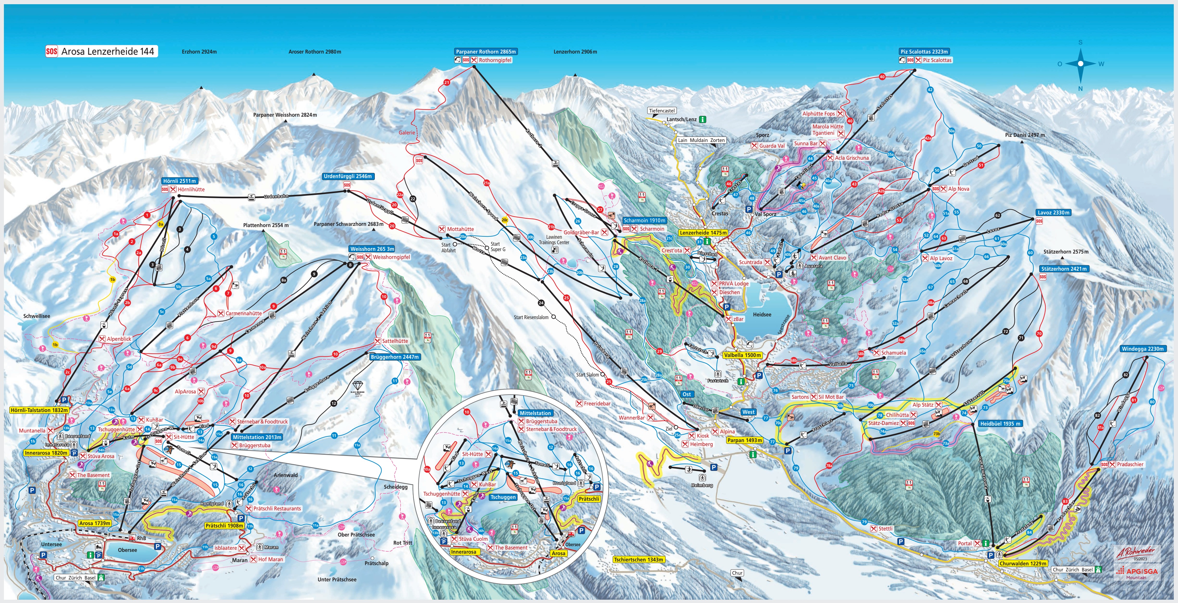 Pistenplan vom Skigebiet Arosa Lenzerheide